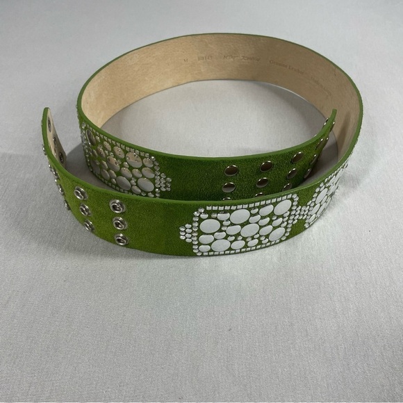 Betsey Johnson Accessories - Betsey Johnson Green Leather Embellished Snap Belt